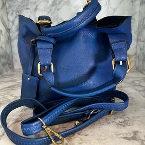 Elegant Blue Leather Handbag 2 purses in one.